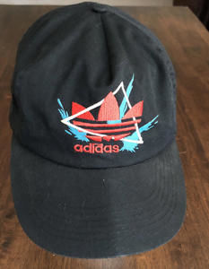 Vintage Adidas Hat Cap Strap Back Embroidery Logo 90's 80's Red Blue Taiwan